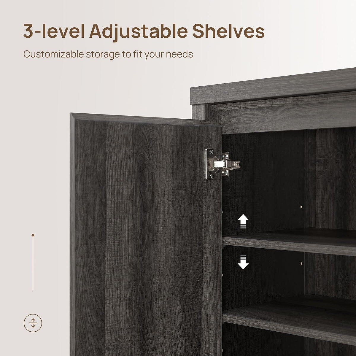 SICOTAS Sideboard Buffet Cabinet with Storage, Fluted Credenza Console Cabinet with Adjustable Shelves, Modern Coffee Bar Storage Cabinet for Kitchen, Living Room, Entryway, Black Oak, 3 PCS