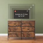 WLIVE Dresser for Bedroom with 6 Drawers, Wide Fabric Dresser TV Stand for 50 Inches TV, with Metal Frame, Wooden Top, Fabric Storage Dresser for Bedroom, Hallway, Entryway, Rustic Brown