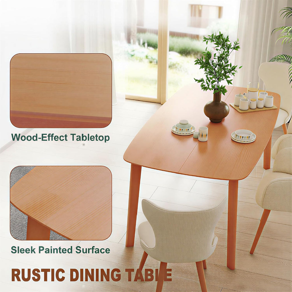 HOMCOM Solid Wood Dining Table for 6 People, 59" Long Rustic Rectangular Kitchen Table with Large Tabletop for Dining Room, Natural