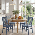HNY Blue Wood Dining Chairs Set of 4, Farmhouse Kitchen Chairs with High Backrest and Wooden Legs, Armless Dining Side Chairs for Kitchen/Dining Room/Restaurant