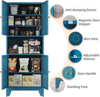 68.9'' Metal Pantry Cabinet, Kitchen Pantry Storage Cabinets with Doors and Microwave Shelf, Tall Freestanding Storage Cabinets with Anti-tip Design, for Dining Room Living Room Bathroom(Blue)