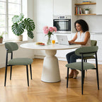 FREKEN Modern Upholstered Dining Chairs Set of 4, Mid-Century Metal Frame Linen Fabric Side Chair for Kitchen Dining Room, 350lbs Capacity, Green
