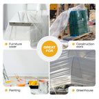 Plastic Sheeting 4 mil, 8' x 50' (400 sq.ft.), Pack of 2 - Thick Semi-Clear Plastic Sheeting for Construction, Painting, Drop Cloth, Slide&Slip - Heavy Duty LDPE Film Roll by IDL Packaging