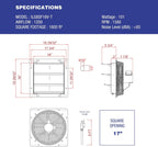 Iliving ILG8SF16V-T Wall-Mount Shutter Exhaust Fan, 16" - Variable Speed, Silver