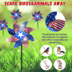10 PCS Reflective Pinwheels for Yard and Garden Bird Devices Pre-Installed Sparkly Wind Spinner Deterrent to Scare Birds Away from Yard Patio Farm (Red&White&Blue)