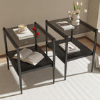 Glass end Table Set of 2,Living Room Glass Side Table,Glass Bedside Table,Suitable for Living Room, Bedroom