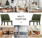 COLAMY Upholstered Dining Chairs Set of 6, Modern PU Leather Dining Room Kitchen Side Chair with Padded Seat and Wood Legs Restaurant/Cafe, Green