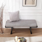 Zesthouse Solid Wood Bench for Bedroom End of Bed, Upholstered Small Entryway Bench with Cushion, 47" Grey Linen Ottoman Bench with Black Wood Legs, Modern Dining Bench Seat, for Indoor Living Room