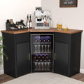 GDLF Corner Coffee Bar with Fridge Space, L Shaped Liquor Cabinet,Black | L-Shaped Countertop, Wine Glass Rack, Adjustable Shelves, Drawer Storage, Power Outlet, Coffee Station for Home & Kitchen