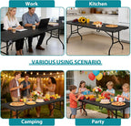 Portable Folding Table, Heavy Duty Plastic Event Picnic Table Indoor Outdoor Camping, 4FT with Handle Lock for Banquet, Black