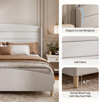 Garvee King Size Bed Frame,Upholstered Platform Bed with Wingback Headboard