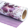 WRAPAHOLIC 30 Inch Jumbo Reversible Floral Wrapping Paper - 30 Inch X 33 Feet - Purple Floral Design for Wedding, Birthday, Mothers Day, Baby Shower, Anniversary, Bridal Shower