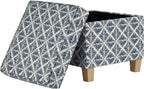 HomePop 18" Classic Square Storage Ottoman - Blue Geometric Pattern