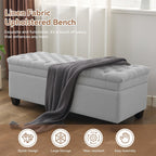 WUTUTUEE 51" Fabric Storage Ottoman Bench, Upholstered Rectangle End of Bed Storage Ottoman Tufted Living Room Bedroom Bench with Safety Hinge, Solid Wood Legs, Loads 500 lb(Light Grey)