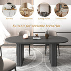 Extendable Dining Table Set of 4, Black Oval Dining Room Table & 4 Black Velvet Dining Chairs with Wood Leg, 62.99"-78.74" Kitchen Table and Chairs Set, Modern 5 Piece Dining Set