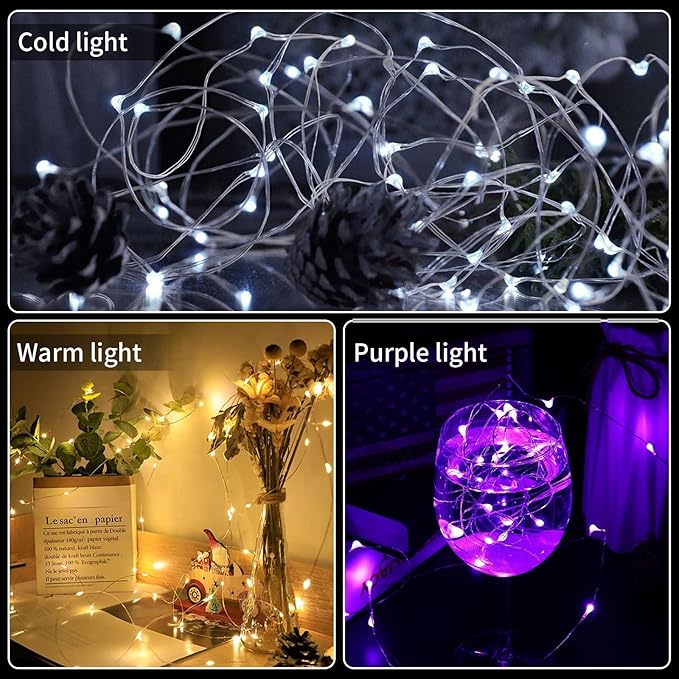 Aogist Led Fairy Lights 3 Modes Battery Operated String Lights Waterproof Silver Wire 7 Feet Firefly Starry Moon Mason Jar Lights for DIY Wedding Party Christmas (6-Colors, 12 Pack)