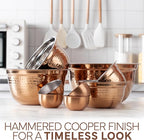 COOK WITH COLOR 18 Piece Mixing Bowls Set with Airtight Lids, Stainless Steel Bowl Organizers, Food Storage Containers, Meal Prep, Nesting Salad Bowls For Cooking, Baking, Kitchen, Copper - Hammered