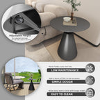 TWT Outdoor Round Side Table Pedestal Table Coffee End Table for Living Room,Bedroom and Small Spaces,Modern Nightstand Home Decor Metal Bedside Nightstand with Aluminum Base,19.5 in x 21.7 in (Grey)