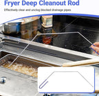 4 PCS Fryer Cleaning Tools with Deep Fryer Brass L-Shaped Brush, Deep Fryer Crumb Scoop, Deep Fryer Cleanout Rod, Long Handle Deep Basket Brush for Restaurants, Air Fryers, Deep Fat Fryers
