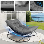 Outdoor & Indoor Oversized Rocking Chairs Set of 2 with Thick Cushions | Metal Frame, Papasan Style, Great for Living Room, Patio, Porch, Garden, Backyard
