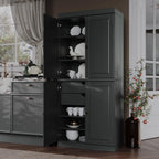 Palace Imports Solid Wood Kitchen Pantry - 71.5" H x 32" W Tall Storage Cabinet - with Adjustable Shelves & 2-Drawer Kit, Cupboard, Gray, 100% Renewable Eco-Friendly Wood, Made in Brazil