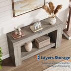 Garvee 47" Farmhouse 2-Tier Console Table for Entryway, Grey | Sofa Table with Storage, Sturdy U-Shaped Base, Long Entryway Table for Living Room, Easy Assembly