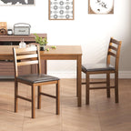 WiberWi Dining Table Set for 4, Solid Wood Kitchen Table and Chairs Set of 4, 43.3” Space-Saving Mid Century Modern Dining Room Table with Upholstered Chairs, Walnut
