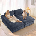 Oversized Double Chaise Lounge Chair, Cloud Sofa Bed, Blue | 59" Deep Seat Couch, Modular Oversized Loveseat, Soft Cloud Sofa, 4 Pillows, 10" Wider Armrests, Chaise Lounge Chair Indoor