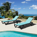 Domi Aluminum Pool Lounge Chair Outdoor Set of 2 Chaise Lounge Outdoor | Side Table, Wheels, Adjustable, Textilene, Turquoise Blue, All Weather, Poolside, Backyard, Patio, Deck, Outside