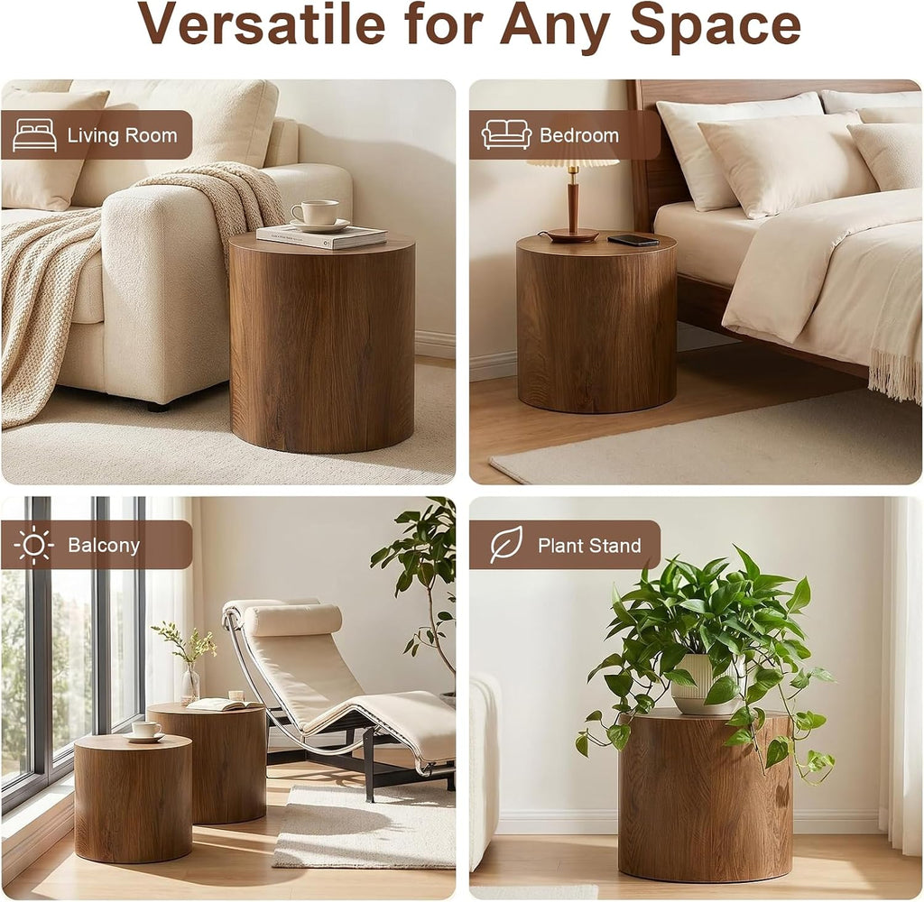Round Coffee Table Set of 2,Modern Nesting Center Table with Non-Slip Feet | Minimalist Wood Center Table for Living Room, Bedroom, Office, Small Space, No Assembling,Beige