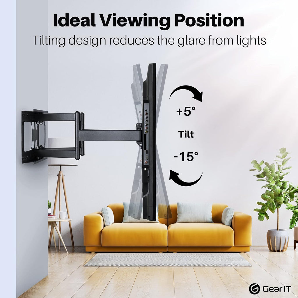 GEARit TV Wall Mount/Monitor (TVs 37 to 80 inch) Up to 132lbs - Full Motion Swivel, Tilt, Articulating Arm, Vesa 200 300 400 600