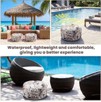 Cinnvoice 2 Pcs Inflatable Outdoor Ottoman Pouf Waterproof Round Footrest with Handle D21 x H9 Inch Indoor Outdoor Portable Footstool for Patio Garden Camping or Home Pool(Flower)