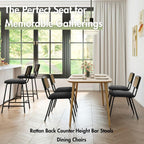 Hyfirm Black Rattan Modern Dining Chairs Set of 4, Armless Side Chairs with Metal Legs for Dining Room/Living Room