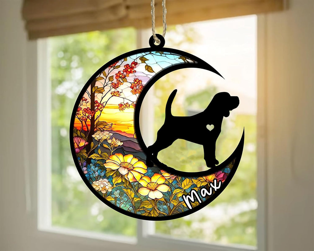 Personalized Dog Memorial, Custom Name Beagle Dog Christmas Ornament with Name, Custom Breeds, Pet Loss Light Catcher, Gifts for Lovers Loss of Pet Sympathy on Mothers Day Christmas