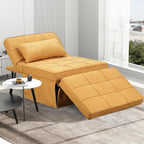 Yellow Sofa Bed, Convertible Chair 4 in 1 Multi-Function Modern Folding Ottoman Guest Bed with Adjustable Sleeper for Small Room Apartment