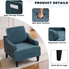 Accent Chair for Living Room,Mid-Century Arm Chair Fabric Living Room Chairs,Upholstered Reading Chair for Bedroom,Single Sofa Chair with Wood Legs for Apartment (1, Chenille Blue)