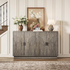 Fluted Sideboard Buffet Cabinet with Storage - 57" Credenza Coffee Bar Cabinet with 4 Doors, Accent Kitchen Storage Cabinets with Adjustable Shelves for Living & Kitchen, Entryway, Modern