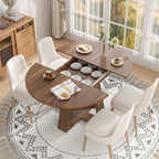 43.3"-59" Extendable Round Oval Dining Table for 4-8 with Storage Shelf | Modern Kitchen Oval Dining Table with Removable Leaves,Space Saving Extendable Table Wood Base for Kitchen Living Room Walnut