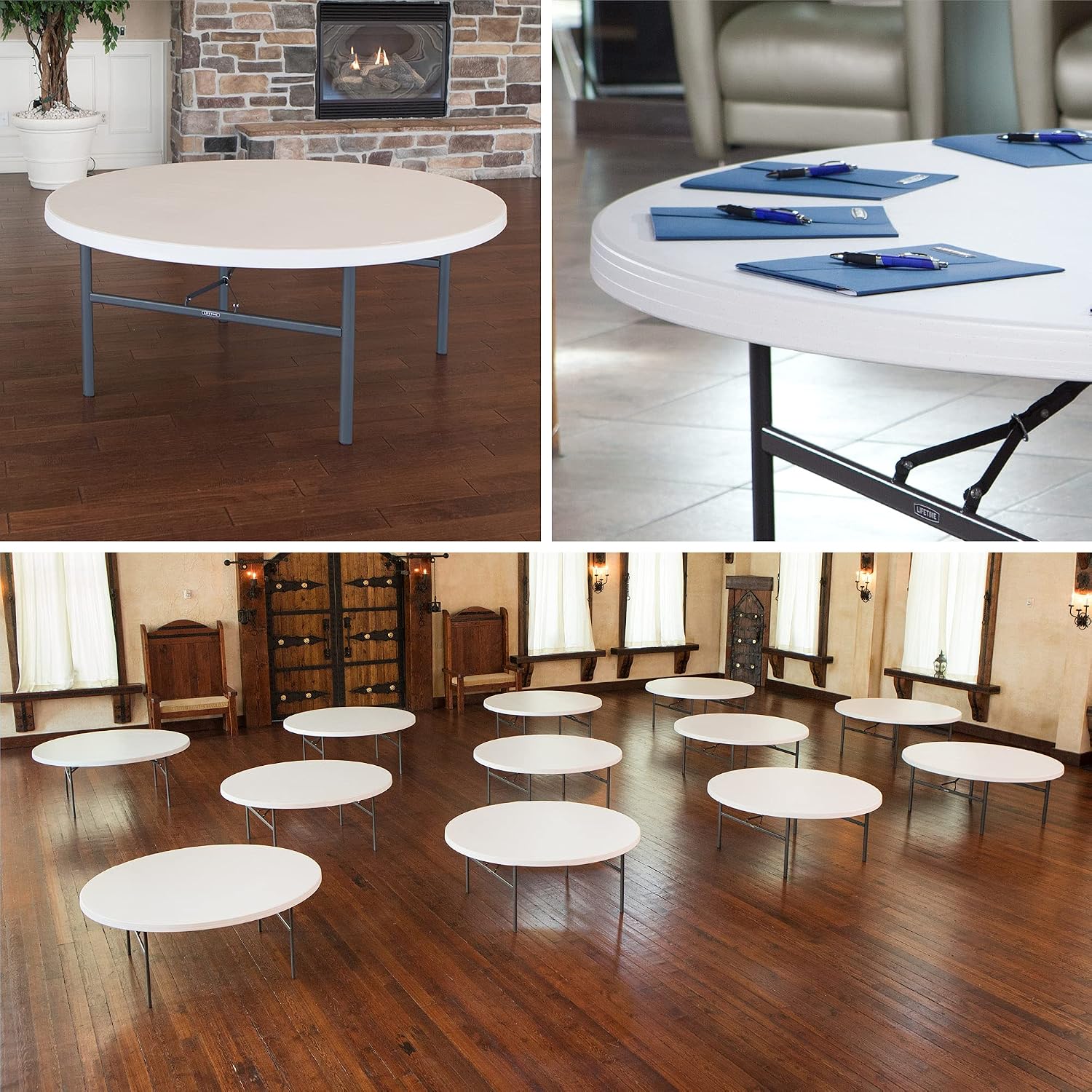 LIFETIME Round Folding Tables 42673 White 72-inch Plastic Top 4 Pack