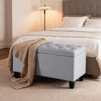 DUMOS Storage Ottoman Bench, Foot Rest with Legs, 16 x 40 x 18 Inches, End of Bed Bench, Storage Chest for Living Room,Bedroom, Entryway, Home Decor, Light Gray