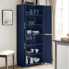 Crosley Furniture Savannah Tall Pantry Storage Cabinet with Shelves, Kitchen, Dining, or Laundry Room, Navy