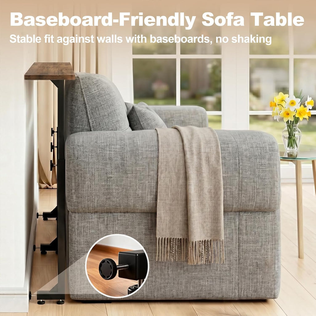 Faesun 67 Inch Behind Couch Table, 23.6"-34.6" Adjustable Height Range, Behind the Couch Table with Outlet, Adjustable Console Table, Narrow Long Sofa Table, for Living Room, Bedroom, Rustic Brown