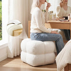 Zesthouse Square Pouf Ottomans Set of 2, Modern Backless Vanity Stool for Bedroom, White Fuzzy Foot Rest for Couch, Upholstered Tufted Footstool, Sherpa Fabric Ottoman Coffee Table for Living Room