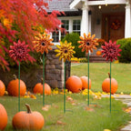 5 Pack Fall Metal Yard Stakes Decor, Autumn Yard Stakes Wind Spinners Outdoor Clearance, Fall Garden Stake Decorative, Wind Spinner Stake Outside Garden Lawn Ornaments, Harvest Festival Gift
