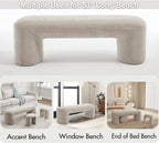 Hyfirm 3-Pieces Modern Upholstered Ottoman Waterfall Bench for Bedroom End of Bed, 53" Chenille Entryway Bench Sets, Comfy Indoor Narrow Window Bench Bed Stool Living Room Bedroom, Oatmeal