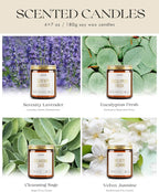 AOOVOO Candle Set - 4PC Scented Candles, 28 oz Soy Candles, Soy Candle for Home Scented, Sage/Jasmine/Eucalyptus/Lavender