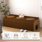 Modern Accordion Folding Paper Stool with 3 Cushions, Portable & Durable Honeycomb Kraft Paper Bench Chair for Living Room, Dining, Office, Kitchen, Eco-Friendly Decorative Foot Stool (Brown, 39~59in)