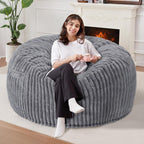 3 FT Bean Bag Chair,3' Big Bean Bag,Large Bean Bag Chairs for Adults | Comfy Beanbag Chairs with Memory Foam Filled,Soft Bean Bag Sofa with Machine Washable Dutch Corded Plush Cover-Dark Grey