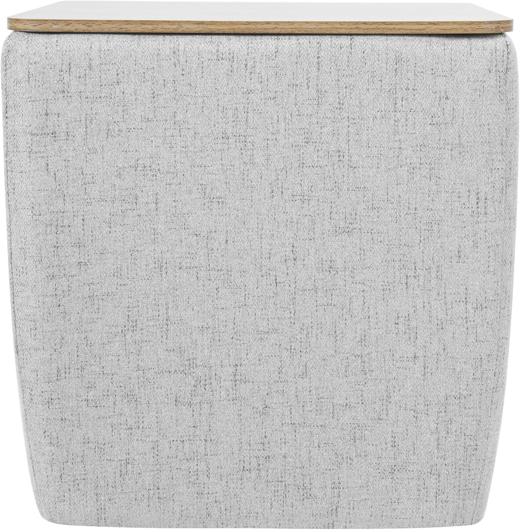 HomePop Home Decor Storage Ottoman with Wood Top|Upholstered Modern Square Storage Ottoman with Storage for Living Room & Bedroom, Stone Gray