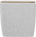 HomePop Home Decor Storage Ottoman with Wood Top|Upholstered Modern Square Storage Ottoman with Storage for Living Room & Bedroom, Stone Gray